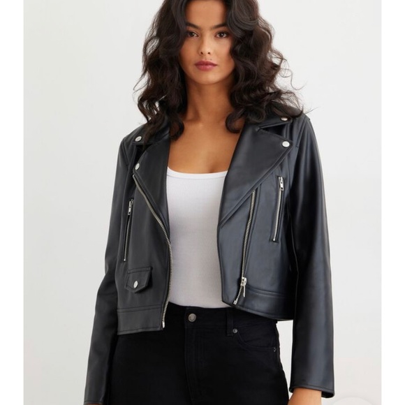 BLACK LEATHER JACKET- in PERFECT condition. - Picture 1 of 4